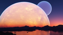 Blue Mountains moon orange Mars lakes science fiction outer 