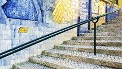 Blue Portugal stairs lisbon tiles travel cityscapes stairways