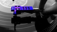 Blue purple turntables color splash