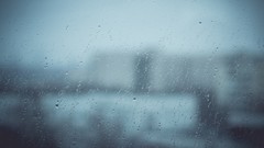 Blue rain water drops teardrops