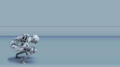 Blue robot gray grey