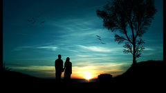 Blue skies sunset minimalistic