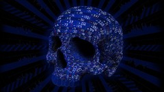 Blue stripes numbers skulls stocks digital art Matei 