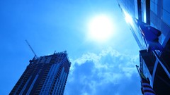 Blue sun cityscapes buildings