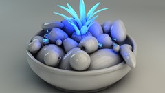 Blue white kiwi bananas pear fruits glowing pineapples fruit 