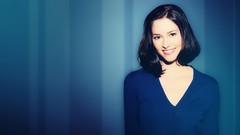 Blue woman Actress smiling brunettes Chyler Leigh