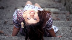 Blue woman brunettes lip gloss Silva