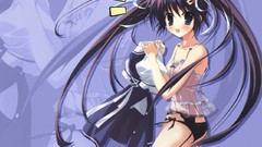 Blush anime girls bare shoulders underwear panties twintails 