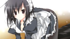 Blush anime girls maids short hair pantyhose black hair 