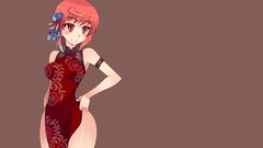 Blush anime girls short hair redheads hair ornaments Simple 