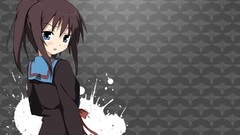 Blush blue eyes brunettes school uniforms kyonko the melancholy 