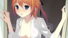 Blush long hair anime girls blue eyes brunettes mayo chiki no 