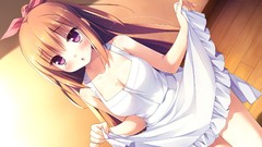 Blush long hair anime girls brunettes game cg hair bow purple 