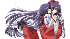 Blush long hair anime girls kao no nai tsuki carnelian purple 