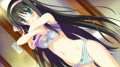 Blush long hair green eyes brunettes bra shida kazuhiro game cg 