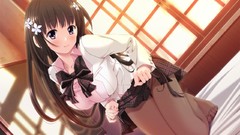 Blush long hair pantyhose seifuku game cg skirt lift Iori