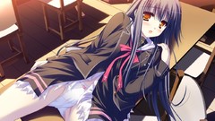 Blush long hair school uniforms seifuku black hair moekibara 