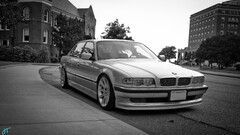 BMW BMW E38 Car monochrome silver cars urban vehicle