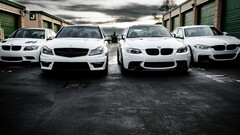 BMW Mercedes-Benz bmw m3 white cars Car frontal view bmw e90