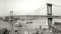 Boats Bridges historic new york city manhattan bridge east 