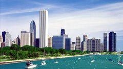 Boats Chicago lake michigan cities skyline cityscapes illinois 