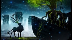 Boats vehicles reindeer romantically apocalyptic fantasy art 