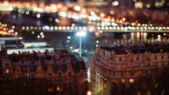 Bokeh buildings tilt-shift city night
