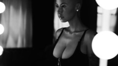 Boobs cleavage monochrome amber