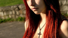 Boobs cross redheads cleavage