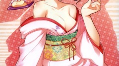 Boobs patterns kimono red