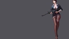 Boobs woman stockings weapons