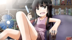 Books Anime Computers Messy drinks fans anime girls brown eyes 