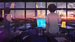 Books Anime Computers pens desks skirts anime girls spaceships 