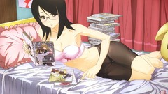 Books Anime glasses beds anime girls lingerie sayonara zetsubou 
