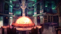 Books chairs Library Shelves arches interior design concept art 