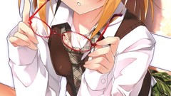 Books glasses blush anime girls blue eyes brunettes school 