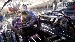 Books glasses vortex Library Ribbons bows blue hair long hair 