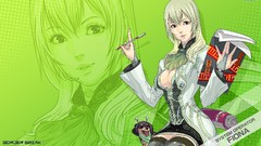 Books headphones Dogs Anime pens blondes anime girls green eyes 