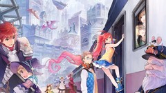 Books headphones Dragons glasses skirts cities long hair anime 