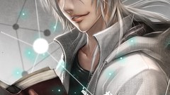 Books long hair sweatshirt yellow eyes silver hair psycho-pass 