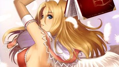 Books wings blondes long hair anime girls blue eyes tony taka 