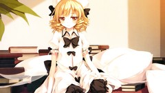 Books wings dress blondes anime girls touhou luna child 