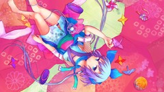 Bows blue hair barefoot blue eyes short hair sandals vocaloid 