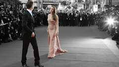 Brad Pitt Angelina Jolie red carpet selective coloring low 
