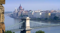 Bridges budapest hungary rivers cityscapes skylines