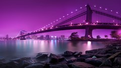 Bright purple Brooklyn Manhattan City Lights rivers manhattan 