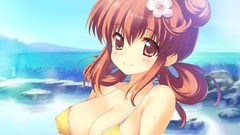 Brown anime girls game cg cleavage bikini erect nipples hoshi