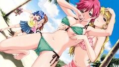 Brown Beaches blue hair pink hair long hair anime girls blue 