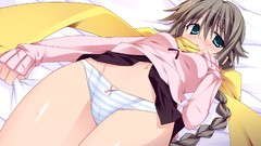 Brown beds scarfs green eyes braids hyuuga hinata game cg 