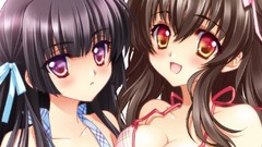 Brown blush anime girls black hair carnelian cleavage bikini 